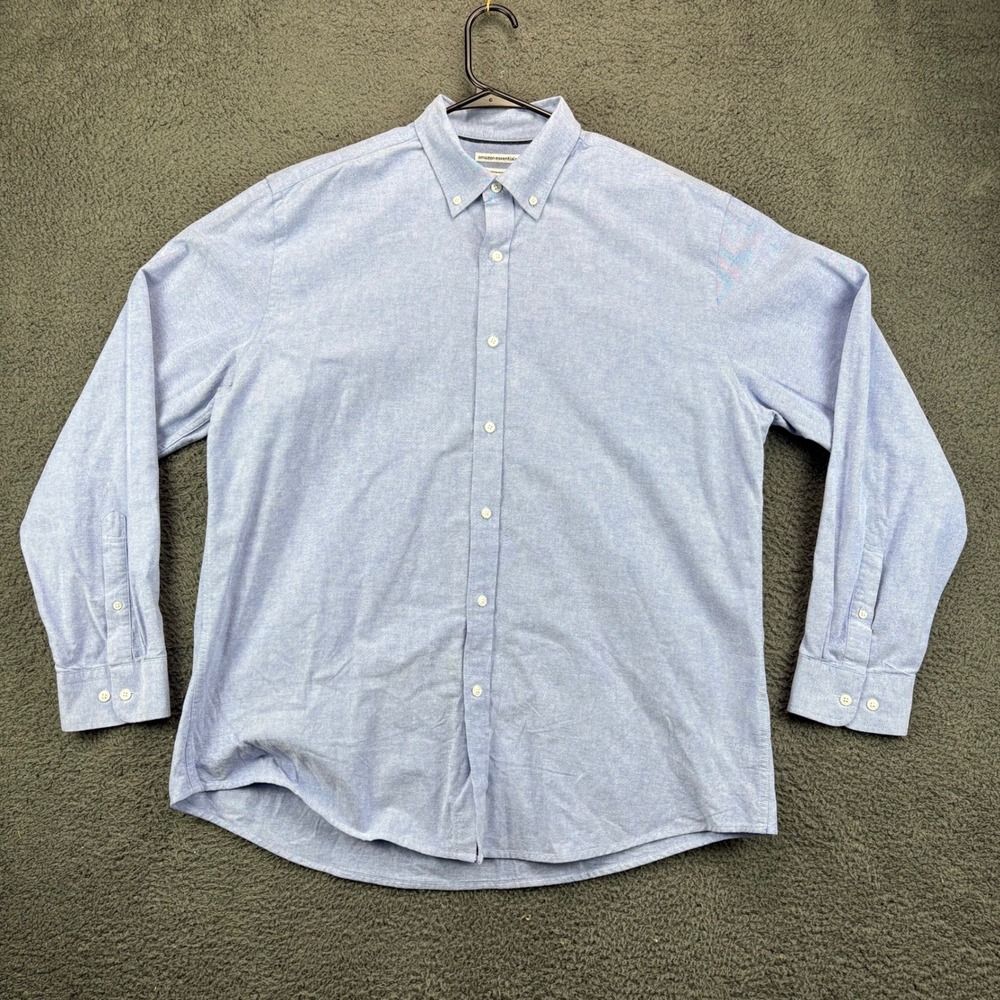 Amazon Essentials Mens XL Light Blue Oxford Button Down Shirt Long Sleeve Cotton